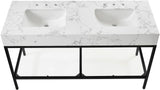 Marmo Artificial Marble / Iron Contemporary White Artificial Marble Bathroom Vanity - 60" W x 23" D x 34" H