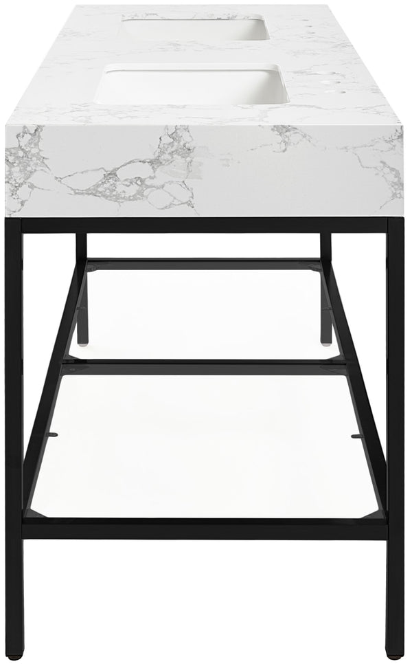 Marmo Artificial Marble / Iron Contemporary White Artificial Marble Bathroom Vanity - 60" W x 23" D x 34" H