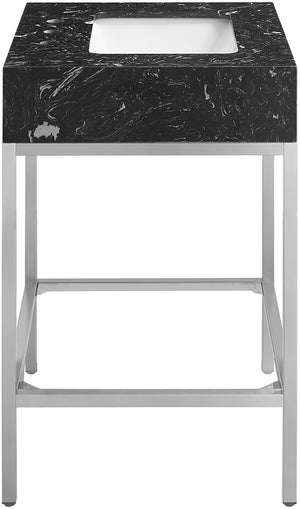 Marmo Artificial Marble / Stainless Steel Contemporary Black Artificial Marble Bathroom Vanity - 24" W x 21" D x 34" H