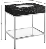 Marmo Artificial Marble / Stainless Steel Contemporary White Artificial Marble Bathroom Vanity - 30" W x 23" D x 34" H