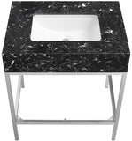 Marmo Artificial Marble / Stainless Steel Contemporary White Artificial Marble Bathroom Vanity - 30" W x 23" D x 34" H