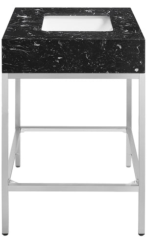 Marmo Artificial Marble / Stainless Steel Contemporary White Artificial Marble Bathroom Vanity - 30" W x 23" D x 34" H