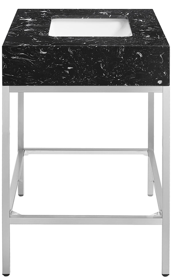Marmo Artificial Marble / Stainless Steel Contemporary White Artificial Marble Bathroom Vanity - 30" W x 23" D x 34" H