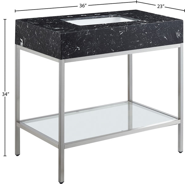 Marmo Artificial Marble / Stainless Steel Contemporary Black Artificial Marble Bathroom Vanity - 36" W x 23" D x 34" H