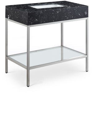 Marmo Artificial Marble / Stainless Steel Contemporary Black Artificial Marble Bathroom Vanity - 36" W x 23" D x 34" H