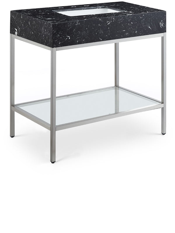 Marmo Artificial Marble / Stainless Steel Contemporary Black Artificial Marble Bathroom Vanity - 36" W x 23" D x 34" H