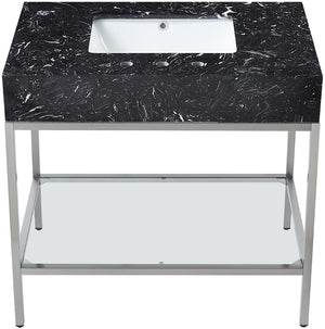 Marmo Artificial Marble / Stainless Steel Contemporary Black Artificial Marble Bathroom Vanity - 36" W x 23" D x 34" H