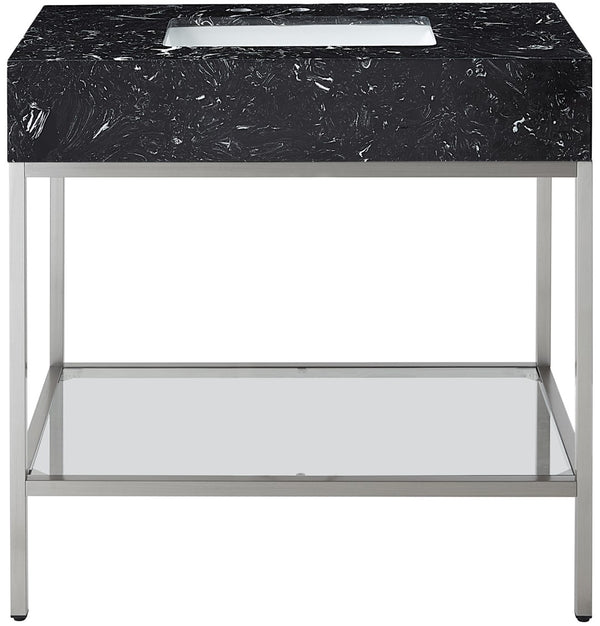 Marmo Artificial Marble / Stainless Steel Contemporary Black Artificial Marble Bathroom Vanity - 36" W x 23" D x 34" H