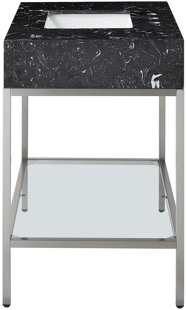 Marmo Artificial Marble / Stainless Steel Contemporary Black Artificial Marble Bathroom Vanity - 36" W x 23" D x 34" H