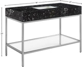 Marmo Artificial Marble / Stainless Steel Contemporary Black Artificial Marble Bathroom Vanity - 48" W x 23" D x 34" H