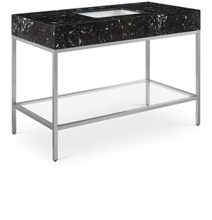 Marmo Artificial Marble / Stainless Steel Contemporary Black Artificial Marble Bathroom Vanity - 48" W x 23" D x 34" H