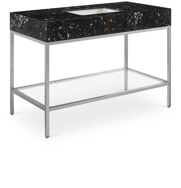 Marmo Artificial Marble / Stainless Steel Contemporary Black Artificial Marble Bathroom Vanity - 48" W x 23" D x 34" H