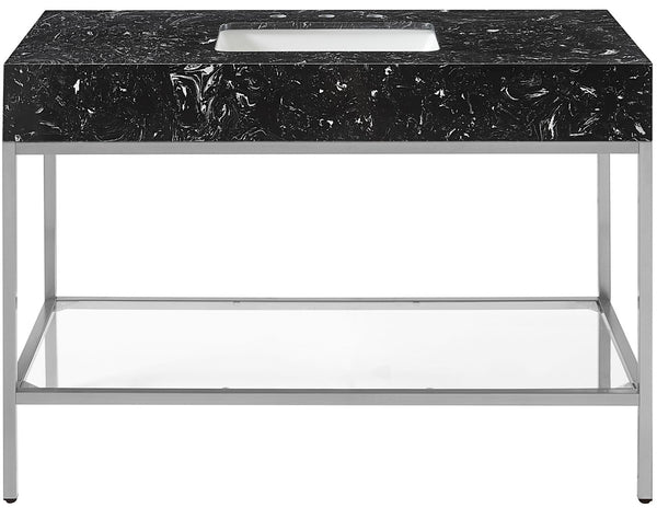 Marmo Artificial Marble / Stainless Steel Contemporary Black Artificial Marble Bathroom Vanity - 48" W x 23" D x 34" H