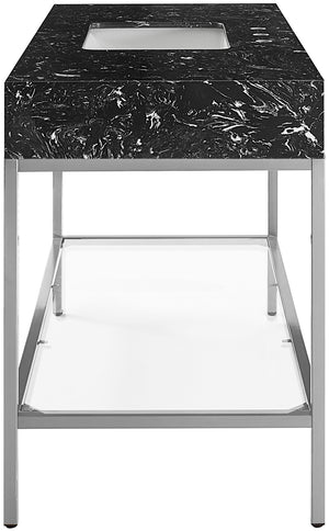 Marmo Artificial Marble / Stainless Steel Contemporary Black Artificial Marble Bathroom Vanity - 48" W x 23" D x 34" H