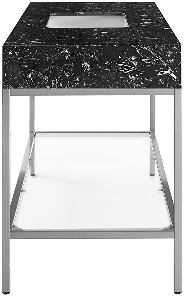 Marmo Artificial Marble / Stainless Steel Contemporary Black Artificial Marble Bathroom Vanity - 48" W x 23" D x 34" H