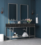 Marmo Artificial Marble / Stainless Steel Contemporary Black Artificial Marble Bathroom Vanity - 60" W x 23" D x 34" H