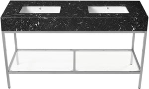 Marmo Artificial Marble / Stainless Steel Contemporary Black Artificial Marble Bathroom Vanity - 60" W x 23" D x 34" H
