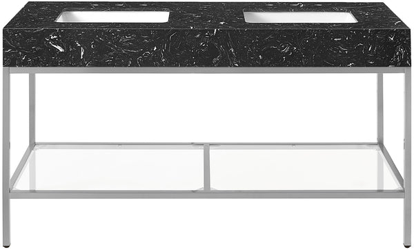 Marmo Artificial Marble / Stainless Steel Contemporary Black Artificial Marble Bathroom Vanity - 60" W x 23" D x 34" H