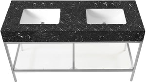 Marmo Artificial Marble / Stainless Steel Contemporary Black Artificial Marble Bathroom Vanity - 60" W x 23" D x 34" H