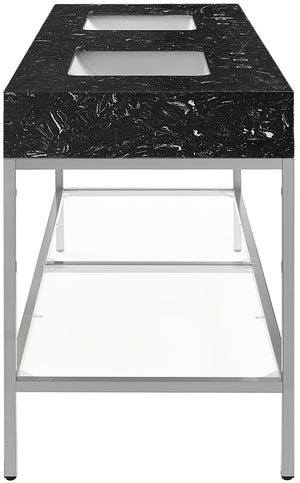 Marmo Artificial Marble / Stainless Steel Contemporary Black Artificial Marble Bathroom Vanity - 60" W x 23" D x 34" H