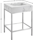 Marmo Artificial Marble / Stainless Steel Contemporary White Artificial Marble Bathroom Vanity - 24" W x 21" D x 34" H
