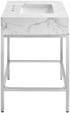 Marmo Artificial Marble / Stainless Steel Contemporary White Artificial Marble Bathroom Vanity - 30" W x 23" D x 34" H