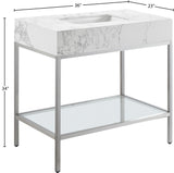 Marmo Artificial Marble / Stainless Steel Contemporary White Artificial Marble Bathroom Vanity - 36" W x 23" D x 34" H