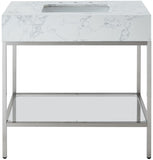 Marmo Artificial Marble / Stainless Steel Contemporary White Artificial Marble Bathroom Vanity - 36" W x 23" D x 34" H