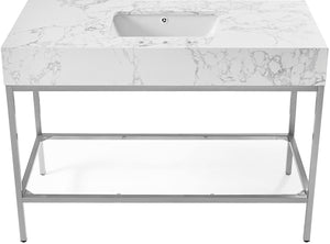 Marmo Artificial Marble / Stainless Steel Contemporary White Artificial Marble Bathroom Vanity - 48" W x 23" D x 34" H