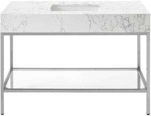 Marmo Artificial Marble / Stainless Steel Contemporary White Artificial Marble Bathroom Vanity - 48" W x 23" D x 34" H