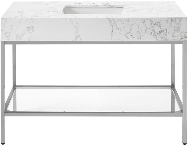 Marmo Artificial Marble / Stainless Steel Contemporary White Artificial Marble Bathroom Vanity - 48" W x 23" D x 34" H