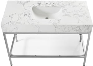 Marmo Artificial Marble / Stainless Steel Contemporary White Artificial Marble Bathroom Vanity - 48" W x 23" D x 34" H