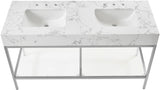 Marmo Artificial Marble / Stainless Steel Contemporary White Artificial Marble Bathroom Vanity - 60" W x 23" D x 34" H