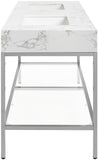 Marmo Artificial Marble / Stainless Steel Contemporary White Artificial Marble Bathroom Vanity - 60" W x 23" D x 34" H