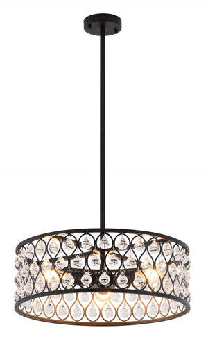 Bethel Black Chandelier in Metal & Crystal