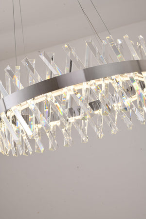 Bethel Dimmable LED Chandelier in Chrome Metal & Crystal - Adjustable Cord, Modern Elegance