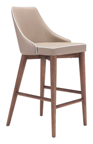 Zuo Modern Moor 100% Polyurethane, Plywood, Birch Wood Mid Century Commercial Grade Counter Stool Beige, Brown 100% Polyurethane, Plywood, Birch Wood