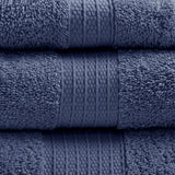 Organic Modern/Contemporary 100% Cotton 6 Piece Towel Set Navy 30"W x 54"L (2)/18"W x 30"L (2)/13"W x 13" L (2)