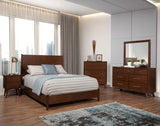 Alpine Furniture Flynn Mid Century Modern Full Size Panel Bed, Walnut 966WAL-08F Walnut Mahogany Solids & Okoume Veneer 59 x 81 x 52