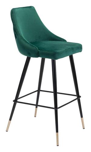 Zuo Modern Piccolo 100% Polyester, Plywood, Steel Modern Commercial Grade Barstool Green, Black, Gold 100% Polyester, Plywood, Steel