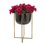 Sagebrook Home Glam Set of 2 -  Metal 25/21" Planter W/ Stand, Gunmetal/gold 15163 Gold Metal