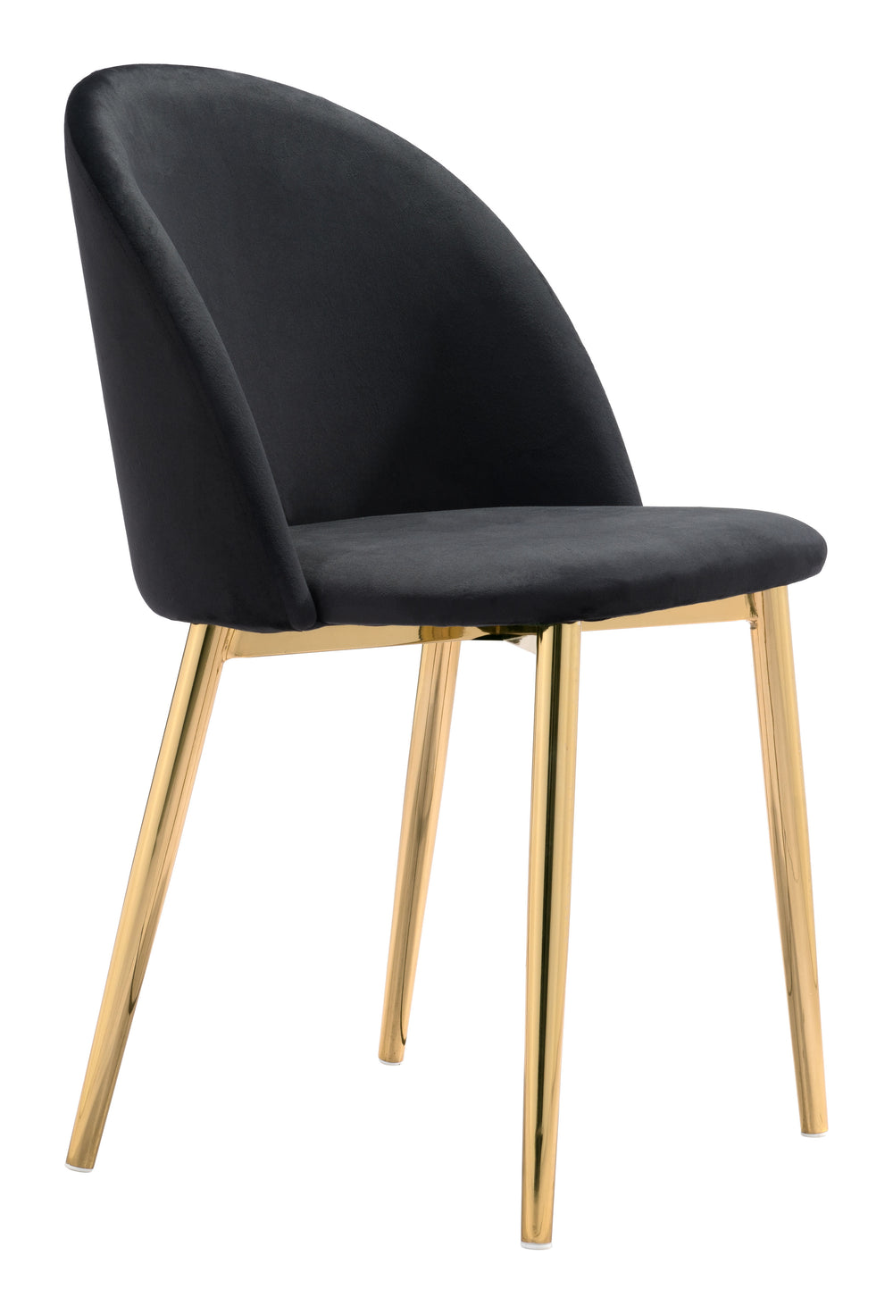 Zuo Modern Cozy 100% Polyester, Plywood, Steel Modern Commercial Grade Dining Chair Set - Set of 2 Black, Gold 100% Polyester, Plywood, Steel