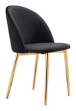 English Elm EE2697 100% Polyester, Plywood, Steel Modern Commercial Grade Dining Chair Set - Set of 2 Black, Gold 100% Polyester, Plywood, Steel
