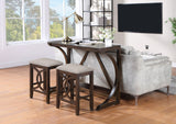 New Classic Furniture Bella Counter Sofa Table With 2 Stools & Usb Port Gray D324-3P-GRY