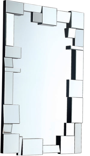 Jade Glass / Engineered Wood Contemporary  Mirror - 31.5" W x 3" D x 48" H