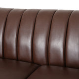Glenmont Contemporary Channel Stitch Loveseat with Nailhead Trim, Dark Brown and Espresso Noble House