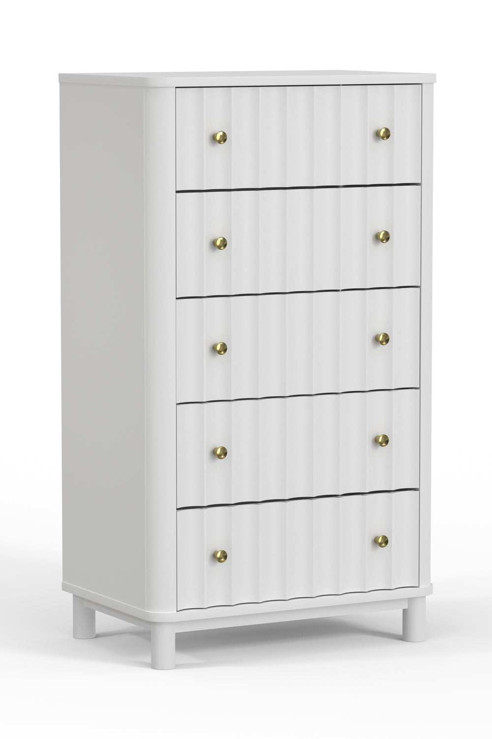 Alpine Furniture Stapleton 5 Drawer Chest, White 2090-05 White Mahogany Solids & Veneer 27.5 x 20 x 48