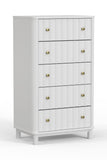 Alpine Furniture Stapleton 5 Drawer Chest, White 2090-05 White Mahogany Solids & Veneer 27.5 x 20 x 48