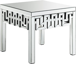 Aria Glass / Engineered Wood / Stainless Steel Contemporary Mirrored End Table - 24" W x 24" D x 22" H