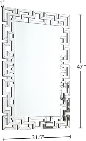 Aria Glass / Engineered Wood Contemporary  Mirror - 31.5" W x 1" D x 47" H